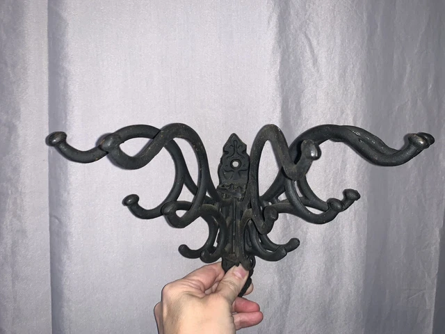 Vintage Victorian Cast Iron 5 Arm Hanging Coat Hat Rack *TRUE VINTAGE*
