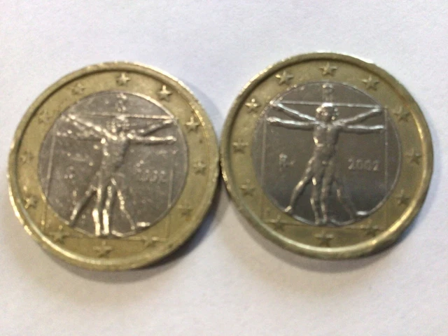PIÈCE 1 EURO italienne Rare de Léonard de Vinci 2002 TRES RARE EUR 500