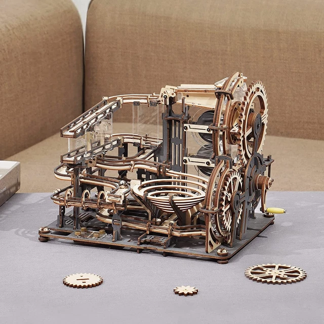 Night City ROKR 3D Wooden Puzzle Marble Water wheel Laser Cutting Assembly Games