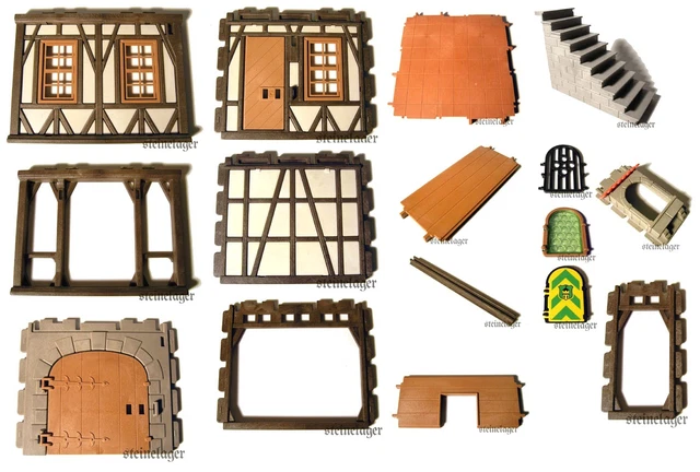 Playmobil Vintage – Remparts De Ville/château 3446 V1, Avec 4 Klicky, Complet
