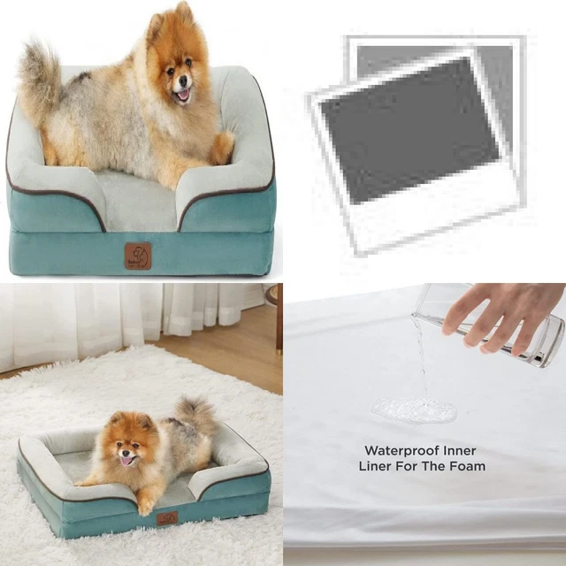 Bedsure Small Orthopedic Dog Bed, Bolster S(24x18x6&#xFF09;, Washed Blue