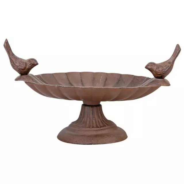 Esschert Design antik-rostbraune Vogeltränke auf Fuß FB162 24x15x13cm