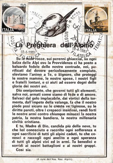 Cartolina Alpini "La Preghiera Dell'alpino" 1982