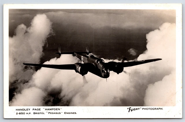 Postcard Handley Page Hampden Military Airplane 850 HP Bristol Pegasus RPPC R88