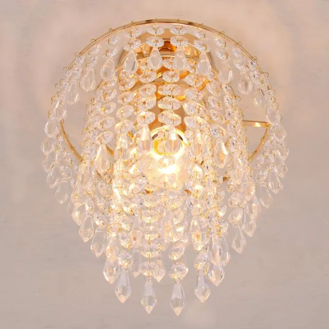 Small Crystal Chandeliers Gold Ceiling Lights Flush Mount Ceiling Lampshade