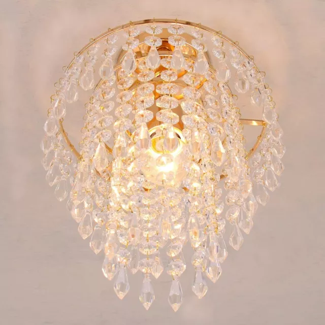 Small Crystal Chandeliers Gold Ceiling Lights Flush Mount Ceiling Lampshade