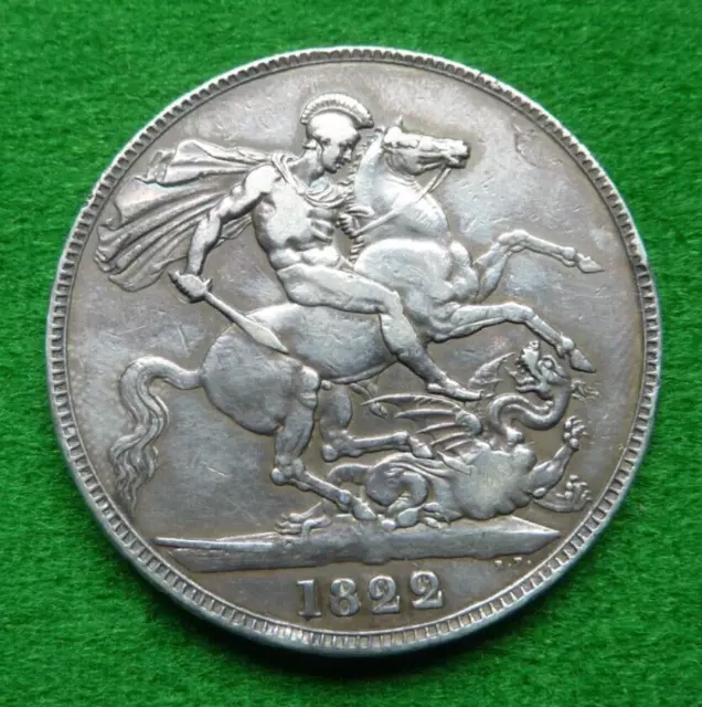 1822 George Iiii Crown - Avf -.925 Silver - 28 Gms