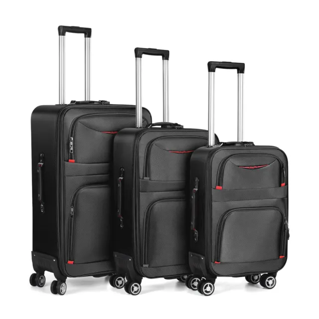 Luggage 3 Pcs Suitcase Spinner Hardshell Lightweight Softside Upright TSA Lock
