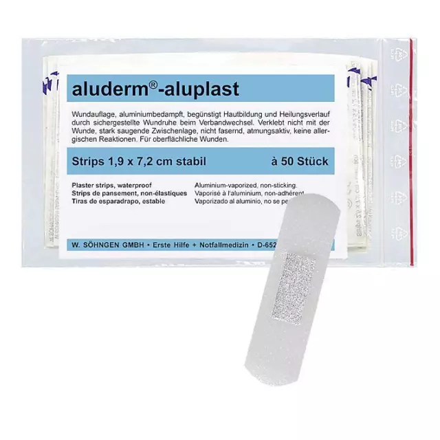 aluderm-aluplast Strips stabil 1,9 x 7,2 cm 50 Stück Pflasterstrips