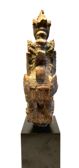 Burmese antique Chinthe mythological figure wood statue 10