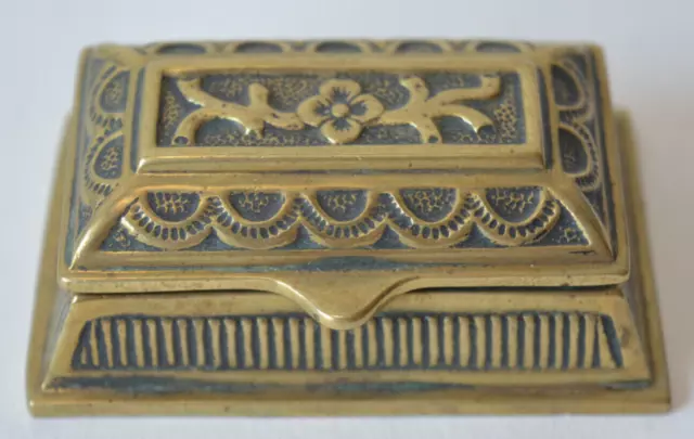 Antique Vintage Postage Stamp Box : Brass Celtic Casket Design 1 Section