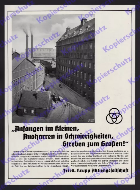 orig Reklame Krupp Essen Montan Rheinpreußen Benzin-Werk Homberg Ruhrgebiet 1938