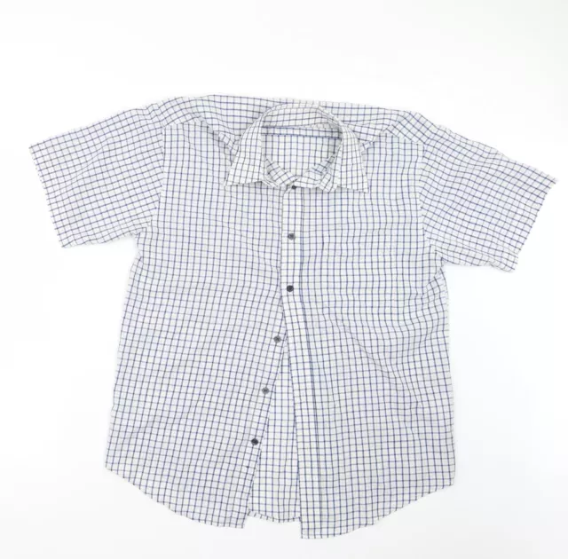 Metaphor Mens Blue Check Cotton Button-Up Size M Collared Button