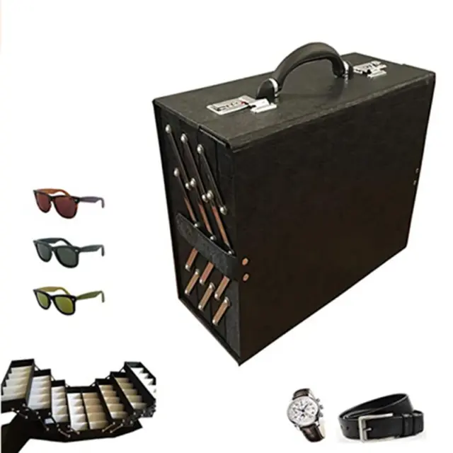 PreAsion® 48 Pairs Foldable Sunglasses Display Case Eyewear Suitcase w/ Key Lock
