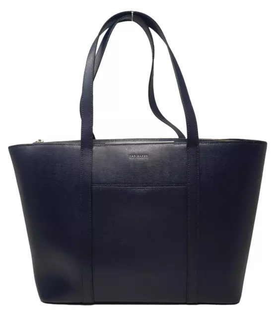 Ted Baker Saffiano Large Leather Tote Handbag in Navy NEW