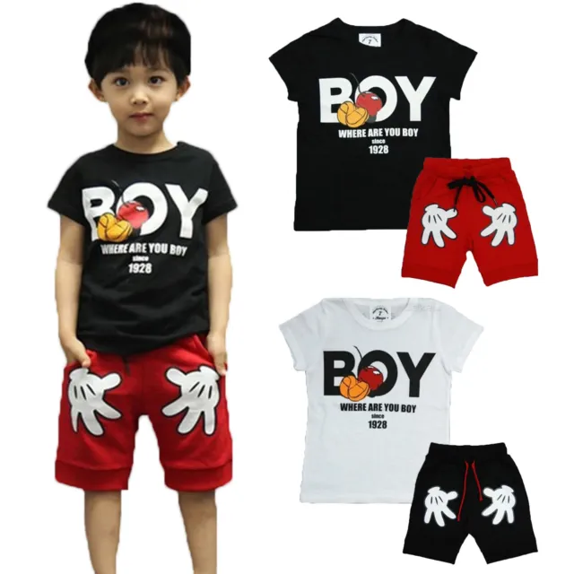 Kids Boys Casual Outfits Short Sleeve T-Shirt Tops Shorts Summer Clothes Set