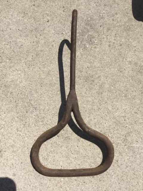 Antique Vintage Primitive Cast Iron Hand Forged Hay Bale Meat Hook Farm Tool 2