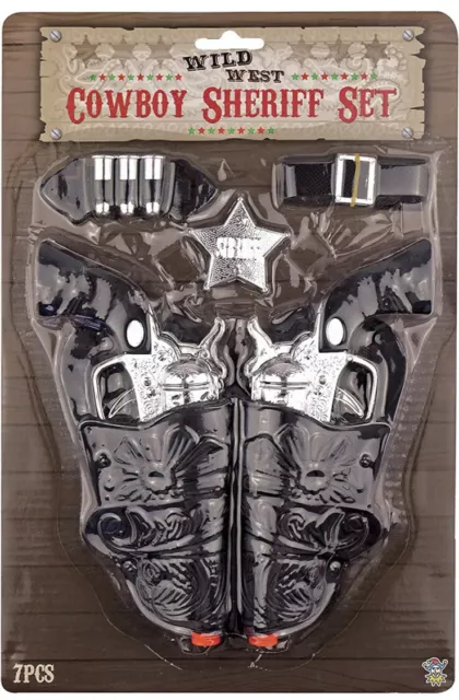 Wild West Twin Cowboy Gun Set & Cowboy Gun Holster Set Dress Up Fun Kids Toys