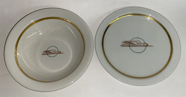 7 pieces Union Pacific Railroad Winged Streamliner Art Deco dining china 2