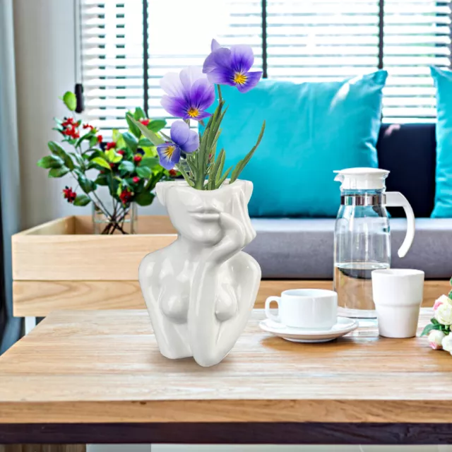 Ceramic Flower Vase Half Face Shaped Home Decor Shelf Artistic Planter Office