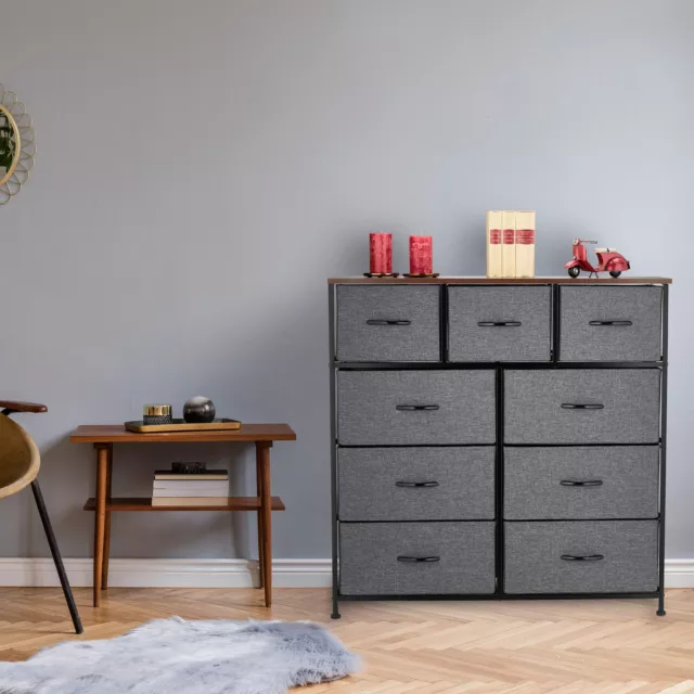 Kommode mit 9 Schubladen, Sideboard Kommodenschrank Schubladenschrank Flur Möbel 2