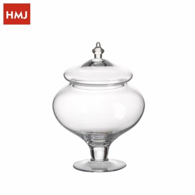 Vaso con coperchio Ampolla alzatina biscottiera per confettata caramellata porta confetti in vetro trasparente H 32cm 