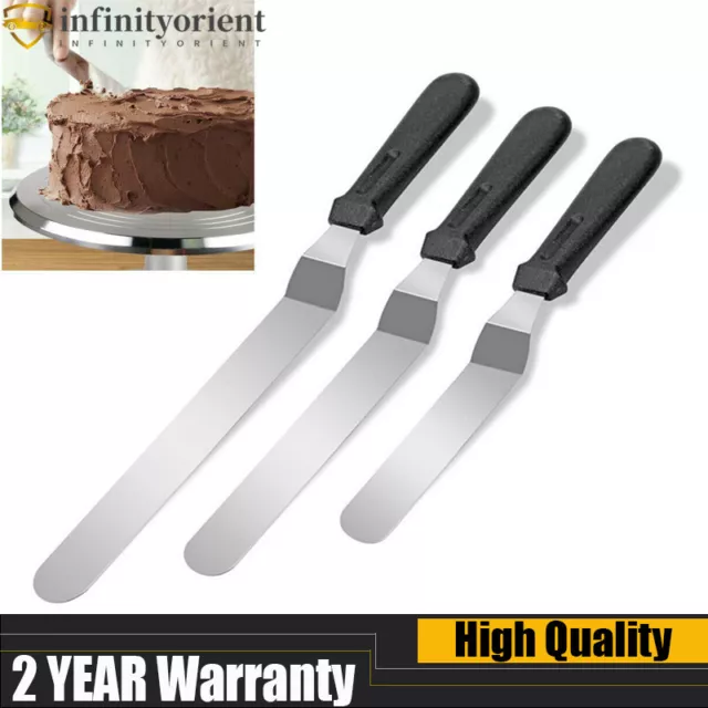 3 Pcs Stainless Steel Professional Palette Knife Angled Baking Icing Spatula Set