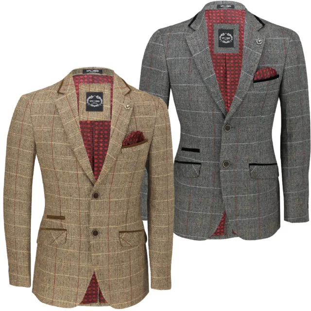 Blazer Smart Jacket Designer Vintage Tweed A Scacchi Grigio Rovere Marrone