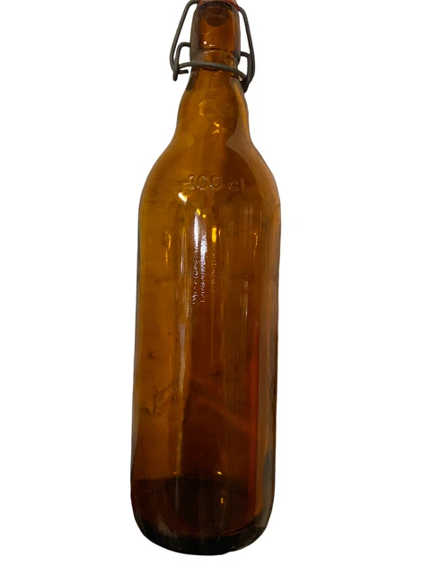 Ancienne Bouteille Verre Dauge & Fils St Dizier Avec Bouchon Porcelaine