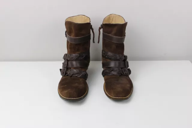 ANTHRO LATIGO PAZ Braid Booties Boho Brown Suede Leather Western Boots ...