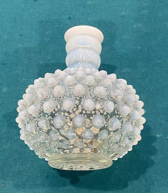 Vintage White Clear Milk Glass Hobnail Opalescent FENTON Ribbed Perfume Bottle