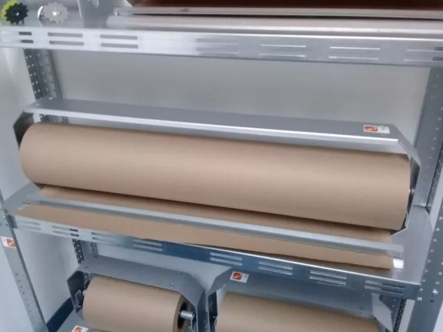 Wall mount roll paper dispenser kraft 36 inch cutting blade Duralov packing  wrap