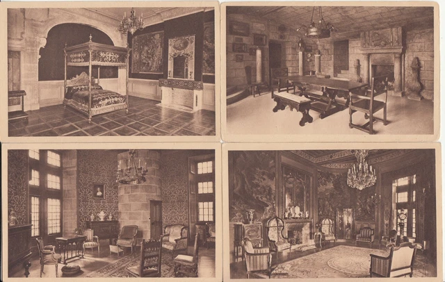 Lot de 4 cartes postales anciennes old postcards GRIGNAN DRÔME château intérieur