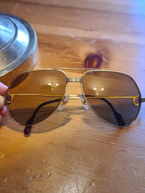 VINTAGE 1980S GOLD PLATED Cartier Paris Vendome Santos Sunglasses