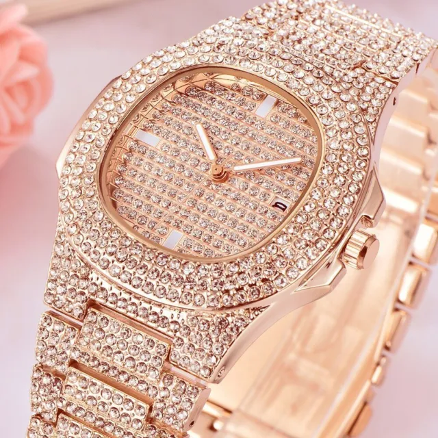Frauen Armbanduhr Modeschmuck Uhren Damen Mädchen Strasssteinen Luxus Uhr