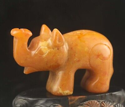 Chinese old natural jade hand-carved statue elephant pendant i