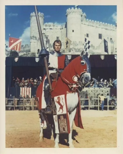 Charlton Heston El Cid Jousting Knight on Horseback Vintage 8x10 Color Photo