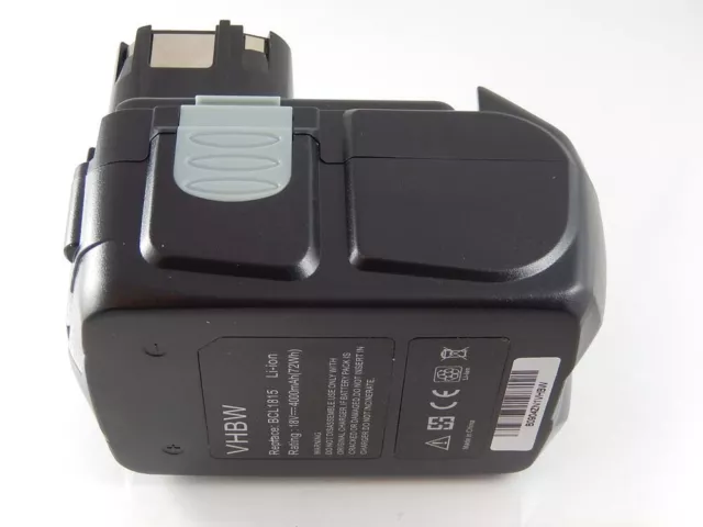 BATTERIE 4000mAh 18V Li-Ion pour HITACHI BCL 1815, BCL 1830, EBM 1830