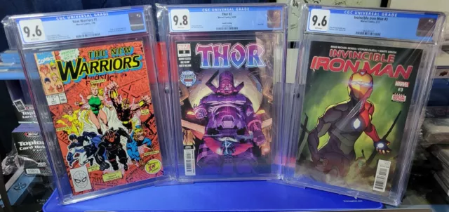 3 CGC Bundle Thor #2 CGC 9.8 New Warriors #1 & Invincible Iron Man #3 CGC 9.6 WP