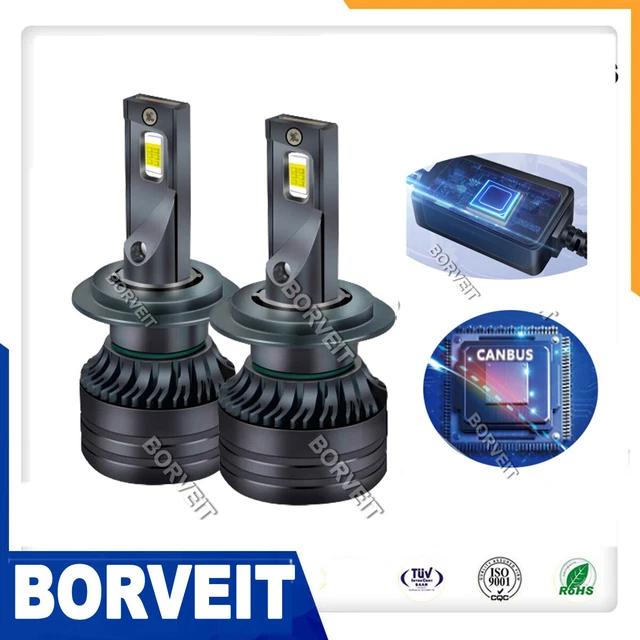 IRONWALLS H7 LED Headlight Bulbs 6000K White – 4-Sided, 360° Beam For VW Passat 1998-2010 (Pack Of 2)