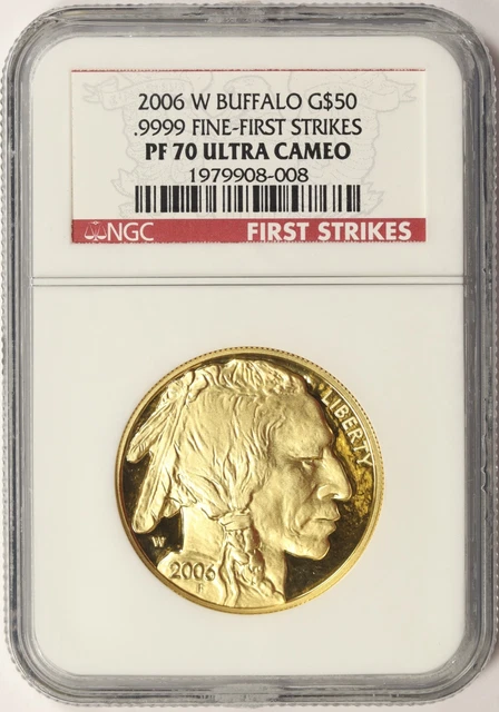 2006-W $50 Gold Buffalo NGC PF70 Ultra Cameo 1oz .9999 Fine First Strikes