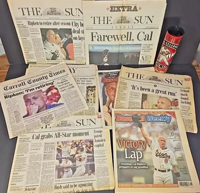 2001 Baltimore Orioles Commemorative Coca-Cola Coke Bottle Cal Ripken +Clippings