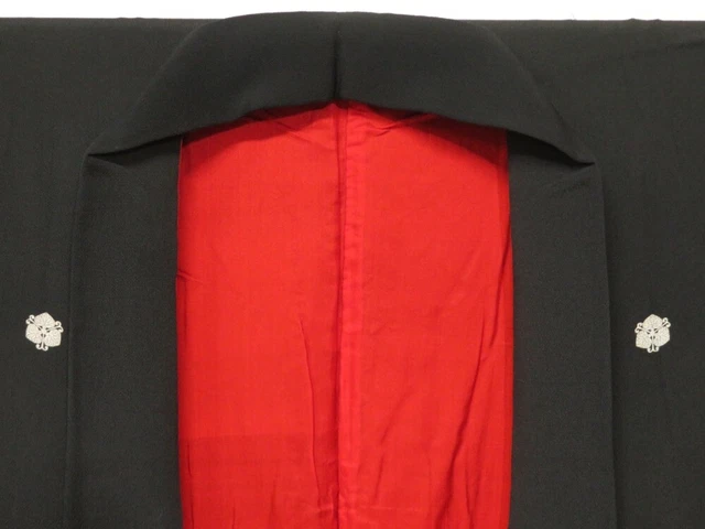 1702T04z800 Antique Japanese Kimono Silk TOMESODE Scenery Black 8