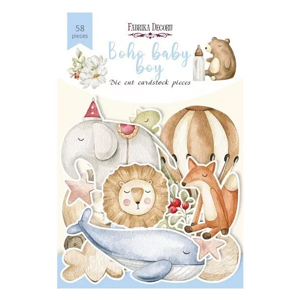 Die cuts formes décoratives scrapbooking Fabrika Décoru 58 pièces BOHO BABY BOY