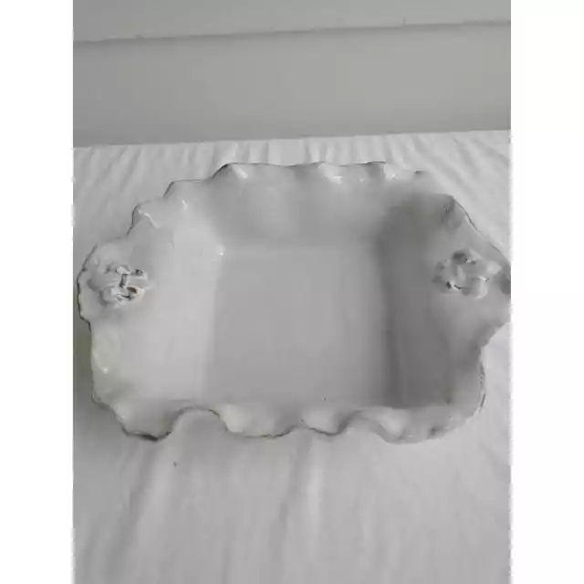 Abigails Italy Fleur-de-Lis Ruffled Square Casserole Serving Dish.