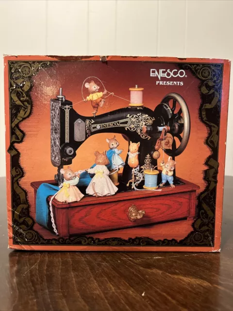 Enesco Small World Of Music Sewing Machine Complete W/ Box & Papers Works!!