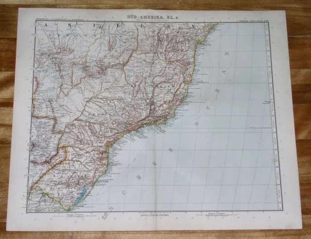 1905 Antique Map Of Southern Brazil Parana Rio De Janeiro Sao Paulo Bahia