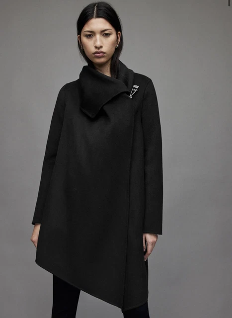 ALL SAINTS SIZE 2 Black Monument Eve Wool Blend Coat RRP 359 179.00 PicClick UK
