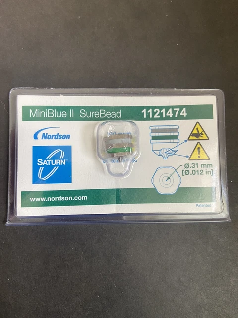 Nordson 1121474 Ugello di precisione Saturn MiniBlue II SureBead 0,31 mm/012 pollici, nuovo! Nordson 1121474 Ugello di precisione Saturn MiniBlue II SureBead 0,31 mm/012 pollici, nuovo!