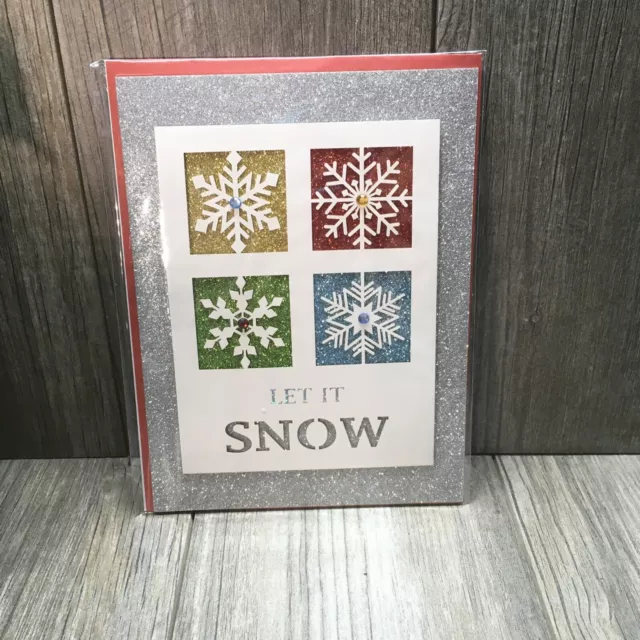 Burgoyne Christmas Holiday Greeting Cards Handmade 3D Snowflakes Let It Snow NEW